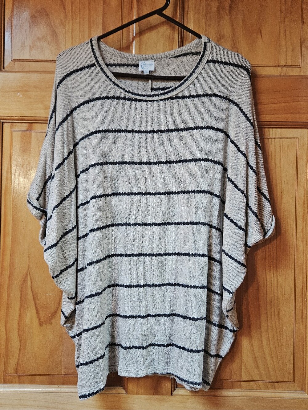 Blue Rain Cream and Black Striped Knit Sweater Top
